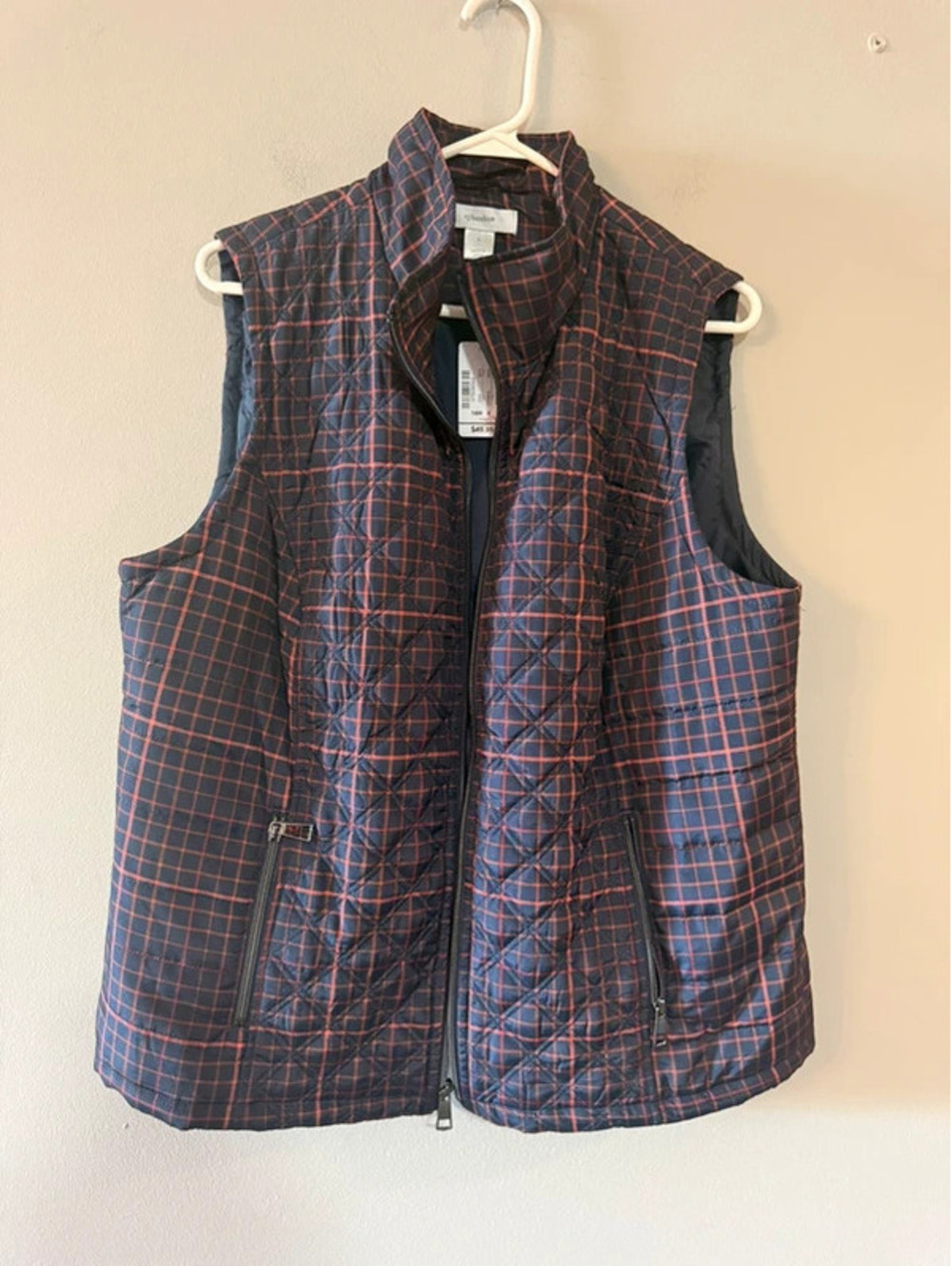CJ Banks Quilted Plaid Vest New With Tags Size 14W